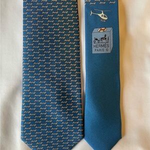 Hermes 100% Silk Blue “H” Landing Pattern Tie